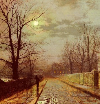 Lane In Cheshire city scenes John Atkinson Grimshaw Oil Paintings